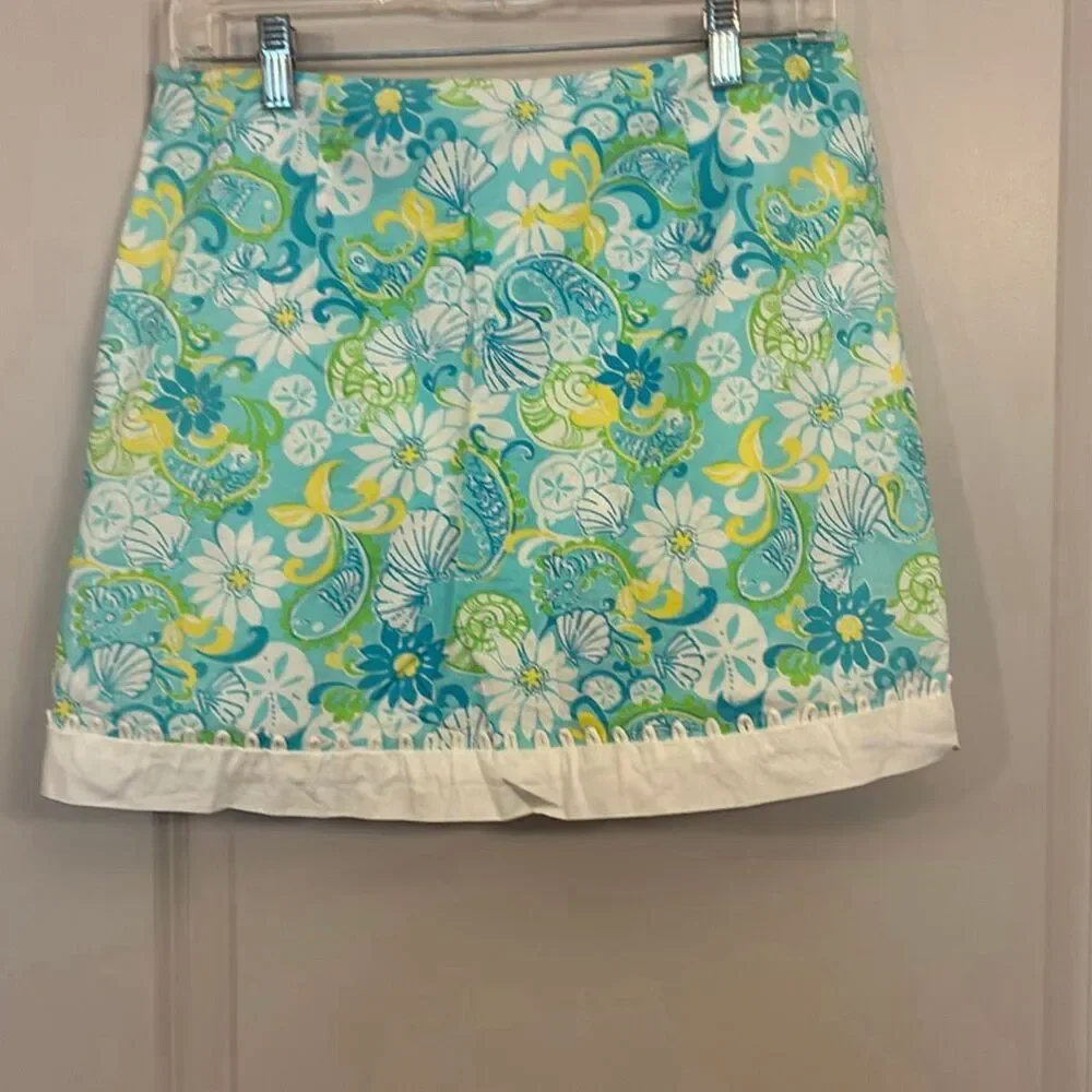 Lilly Pulitzer Pansy Skort lagoon Green wave rider women’s size 6
